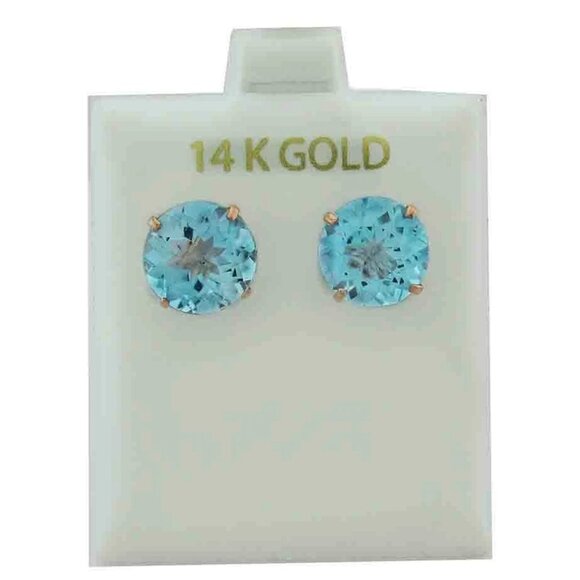 Genuine 8.98 Cts Aquamarine Stud Earrings 14k Rose Gold